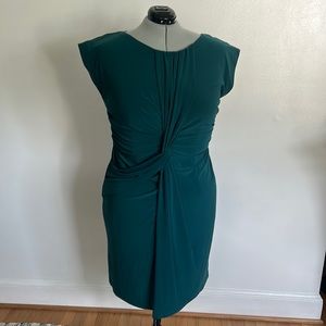 Plus Size Women's 18W Teal Suzy Chin for Maggie Boutique Twist Front Midi Dress